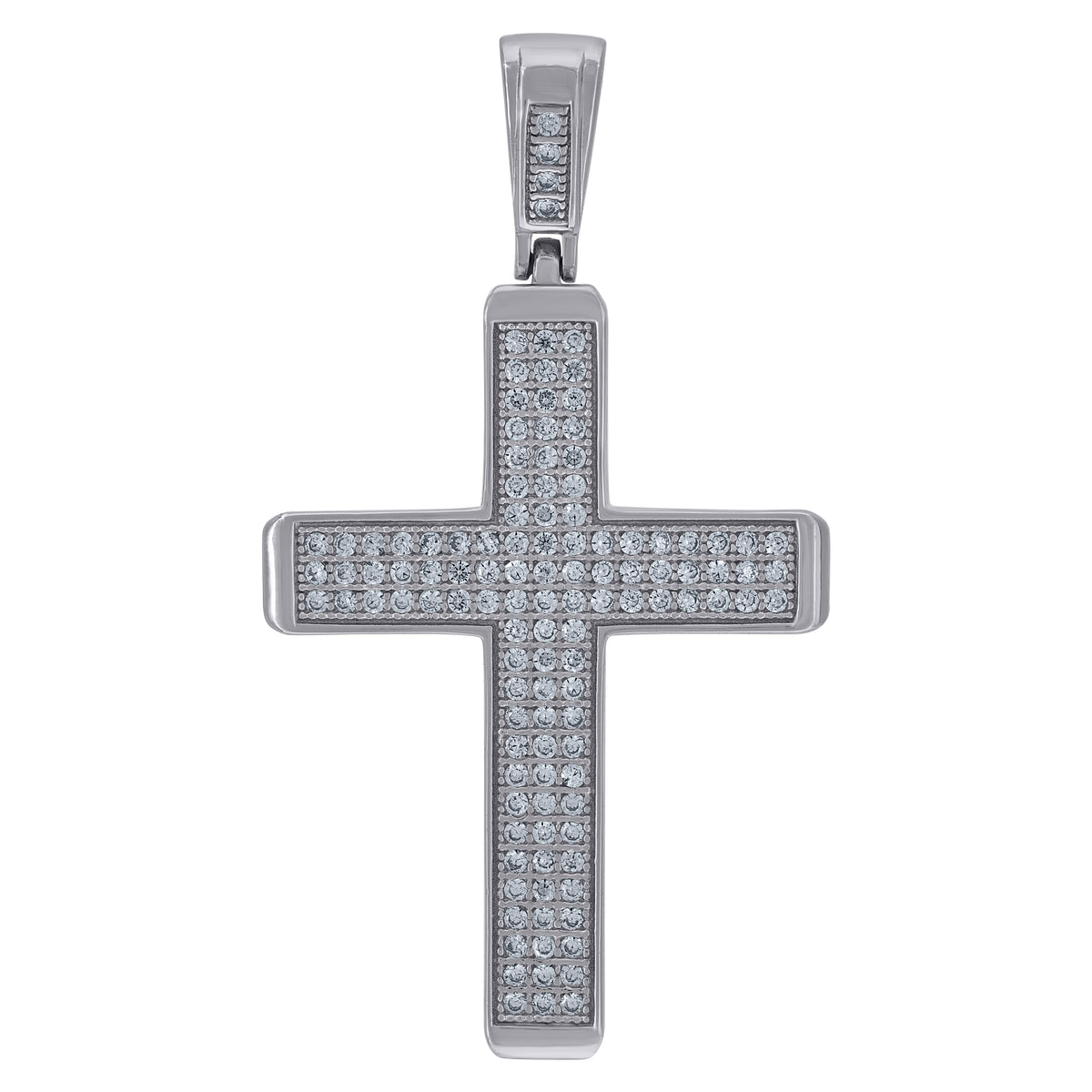 925 Sterling Silver Unisex Cz Cross Religious Charm Pendant