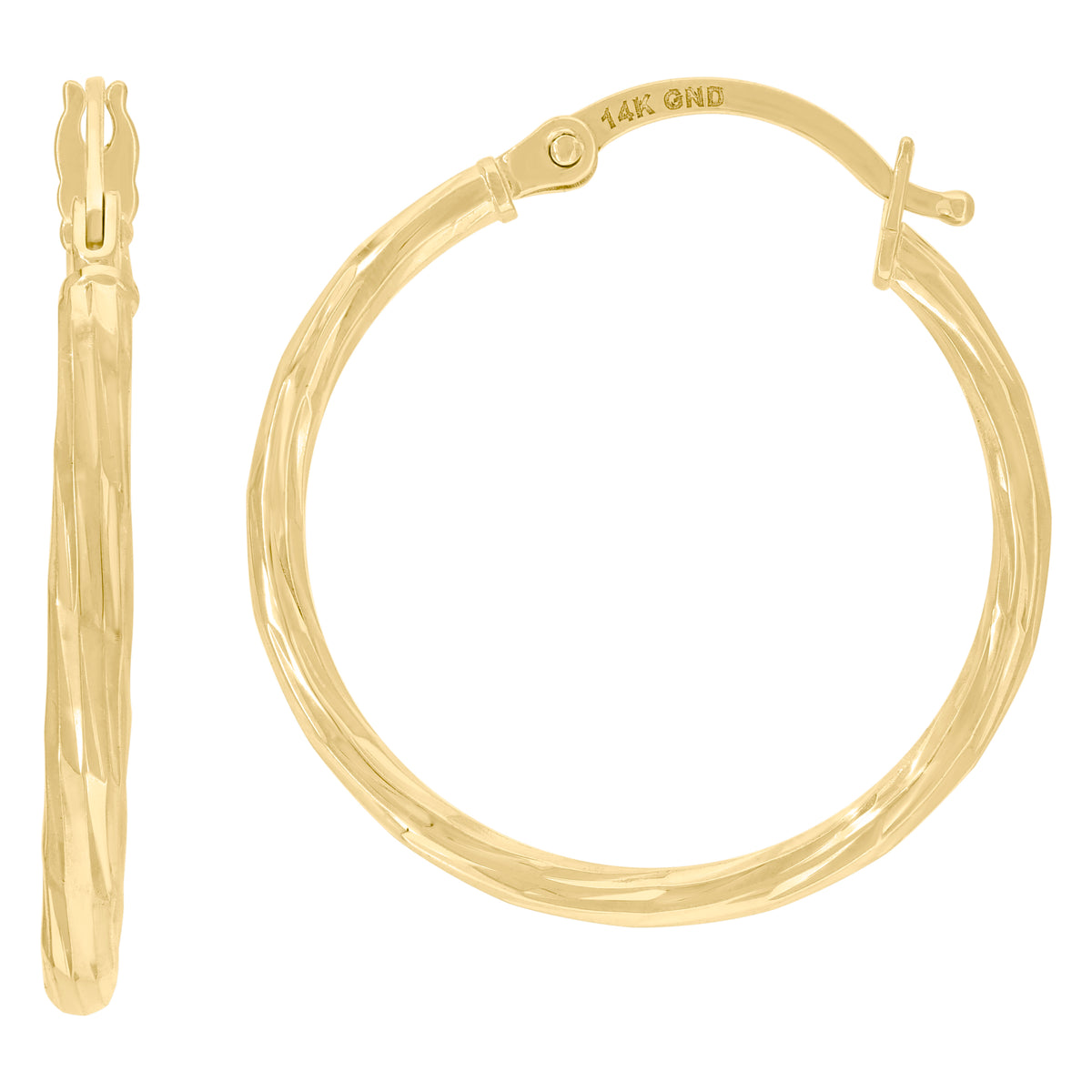 14K Gold Hoop Earrings 25mm
