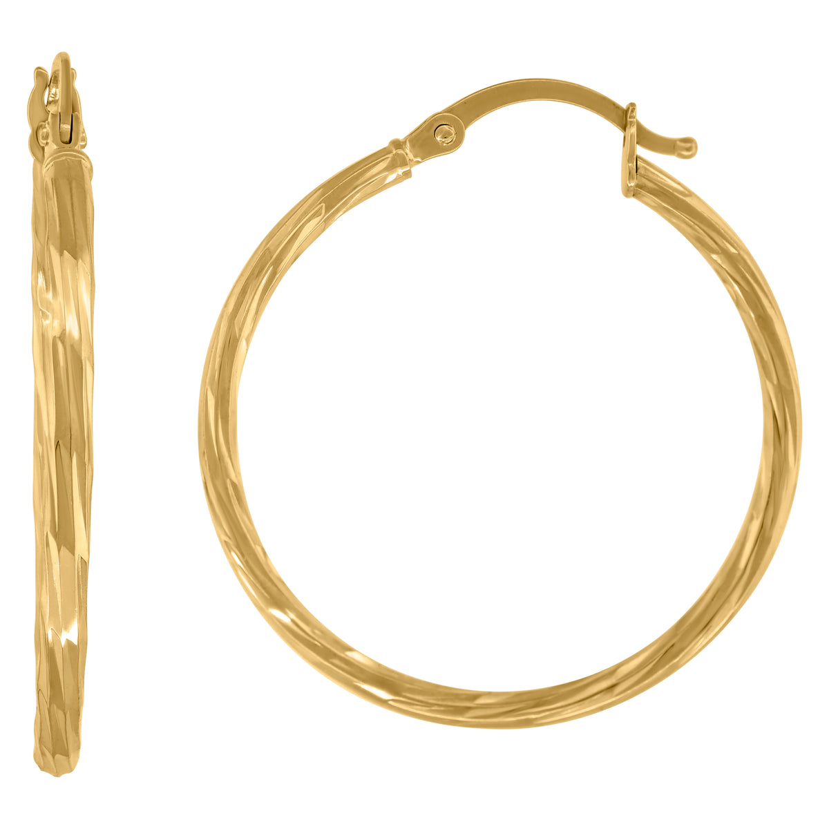 14K Gold Hoop Earrings 30mm