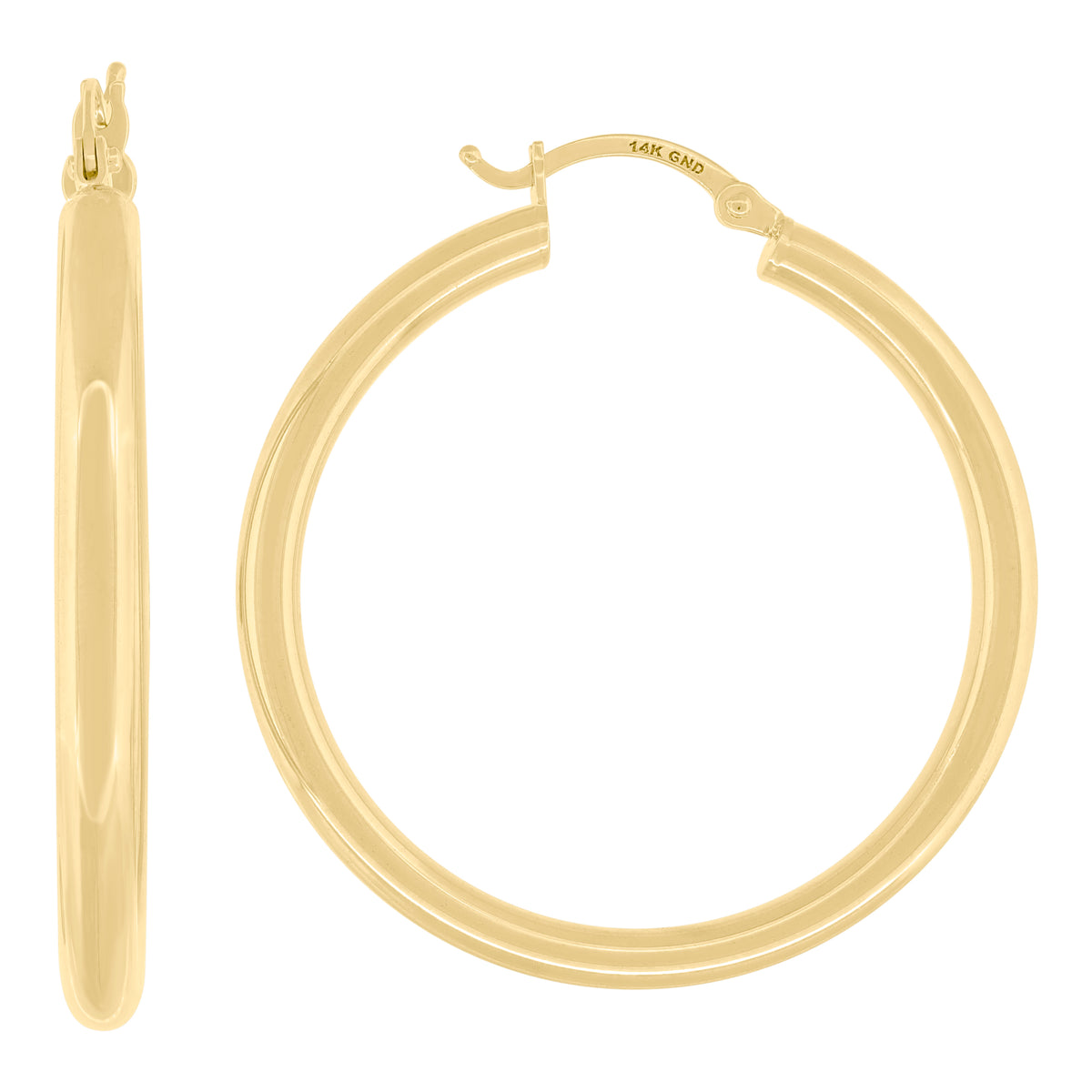 14K Gold Hoop Earrings 35mm