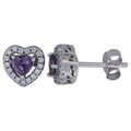 925 Sterling Silver Womens Cubic Zirconia Heart Stud Earrings