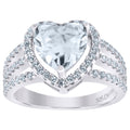 925 Sterling Silver Womens Cubic Zirconia Heart Ring Size 9