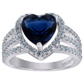 925 Sterling Silver Womens Royal Blue Cubic Zirconia Heart Ring Size 6