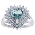 925 Sterling Silver Womens Aqua Cubic Zirconia Heart Ring