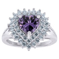 925 Sterling Silver Womens Purple Cubic Zirconia Heart Ring Size 6