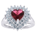925 Sterling Silver Womens Red Cubic Zirconia Heart Ring Size 6