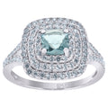 925 Sterling Silver Womens Aqua Princess Cut Cubic Zirconia Fashion Ring Size 6