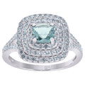 925 Sterling Silver Womens Aqua Princess Cut Cubic Zirconia Fashion Ring Size 9