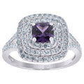 925 Sterling Silver Womens Purple Princess Cut Cubic Zirconia Fashion Ring Size 6