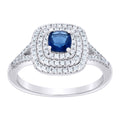 925 Sterling Silver Womens Royal Blue Princess Cut Cubic Zirconia Fashion Ring Size 9