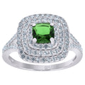 925 Sterling Silver Womens Green Princess Cut Cubic Zirconia Fashion Ring Size 6