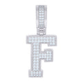 925 Sterling Silver Unisex Cubic-Zirconia Initial Letter F Charm Pendant