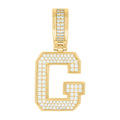 925 Sterling Silver Yellow-Tone Unisex Cubic-Zirconia Initial Letter G Charm Pendant
