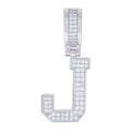 925 Sterling Silver Unisex Cubic-Zirconia Initial Letter J Charm Pendant