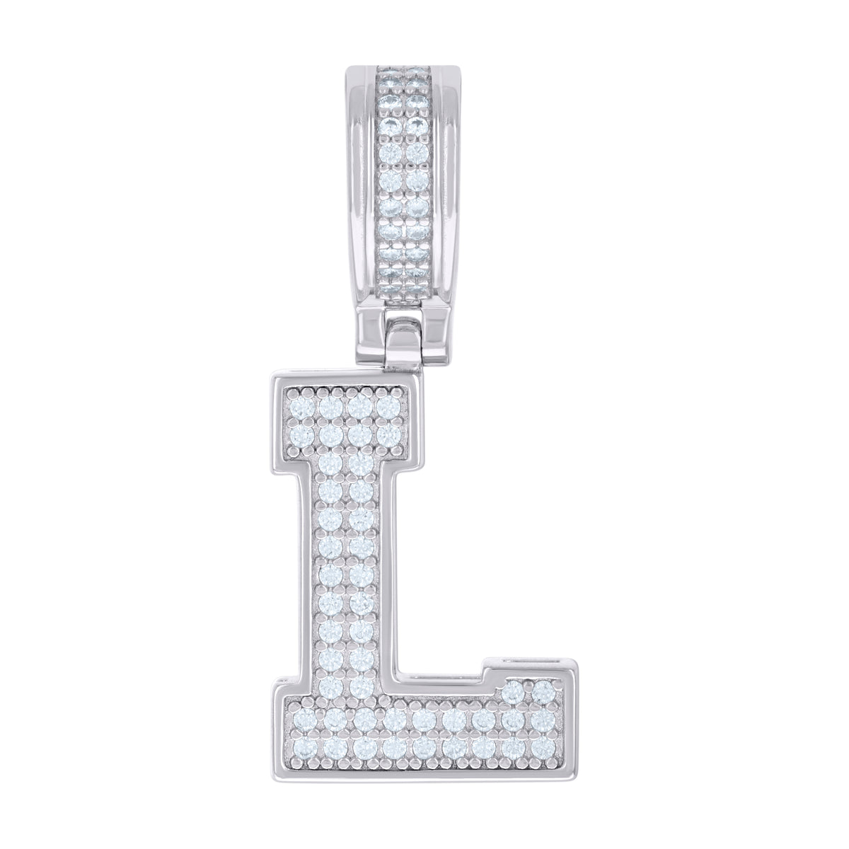 925 Sterling Silver Unisex Cubic-Zirconia Initial Letter L Charm Pendant