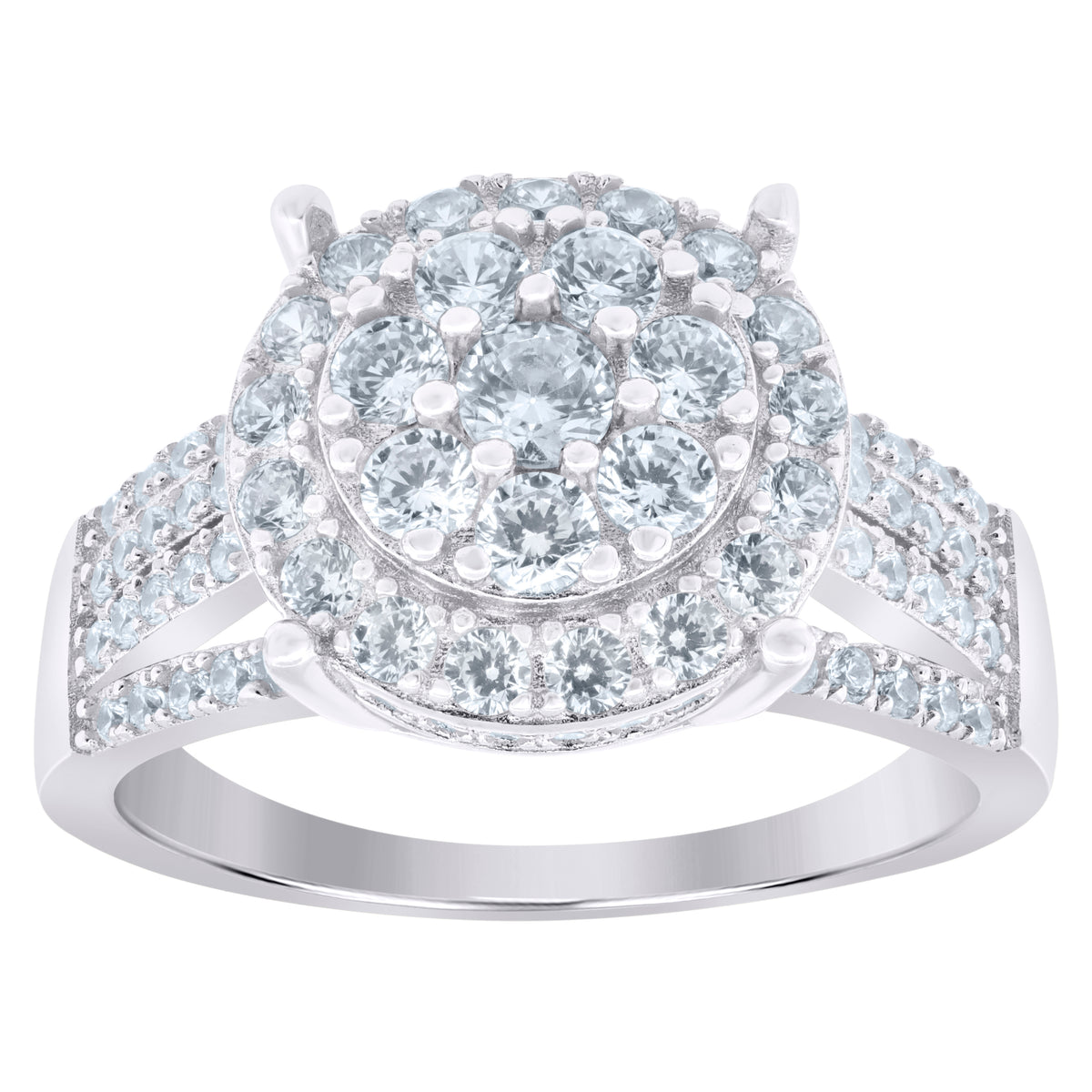 925 Sterling Silver Womens Round Cubic-Zirconia Round Head Fashion Ring Sizes 6 To 9