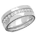 Stainless Steel Mens Cubic Zirconia Size-11 Comfort-fit Fashion Band Ring