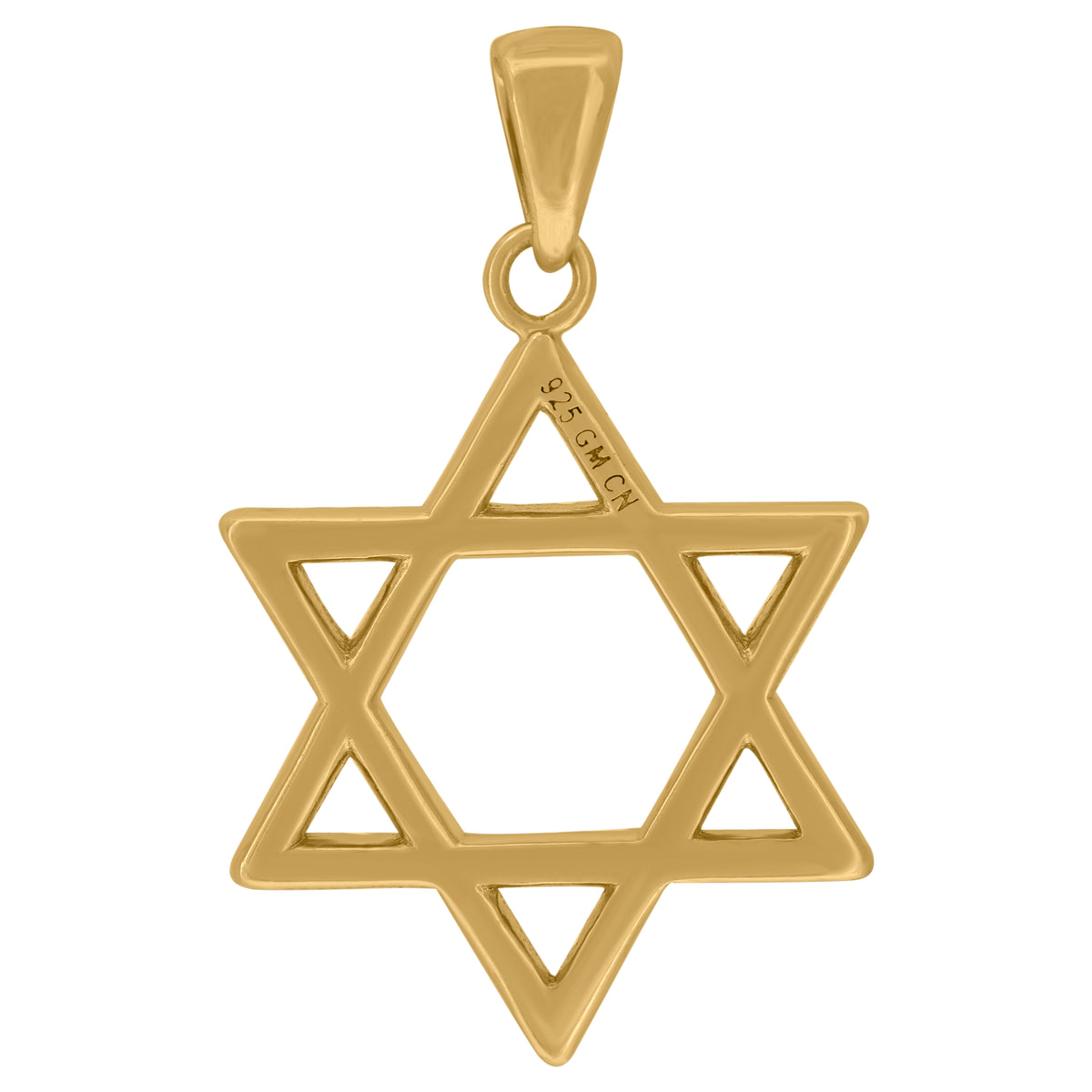 925 Sterling Silver Yellow-Tone Unisex Cubic-Zirconia Star Of David Symbol Religious Charm Pendant
