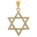 925 Sterling Silver Yellow-Tone Unisex Cubic-Zirconia Star Of David Symbol Religious Charm Pendant