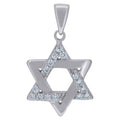 925 Sterling Silver Unisex Cubic-Zirconia Star Of David Symbol Religious Charm Pendant