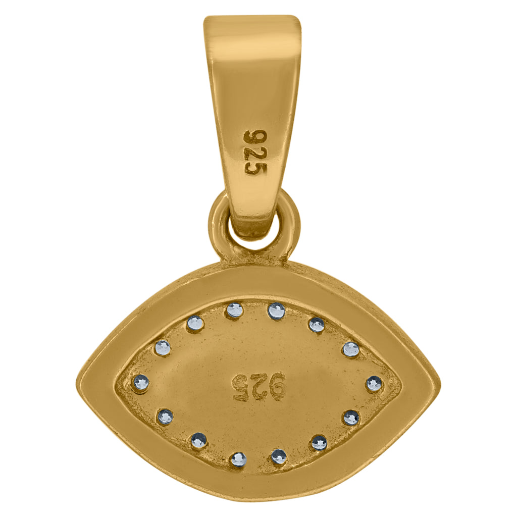 925 Sterling Silver Yellow-Tone Unisex Cubic-Zirconia Evil Eye Symbol Good Luck Charm Pendant