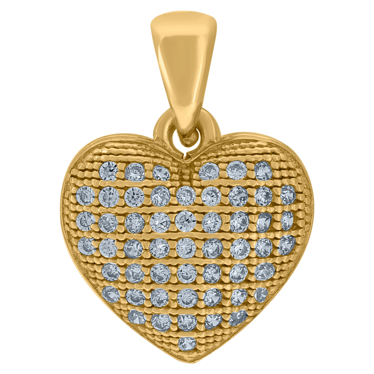 925 Sterling Silver Yellow-Tone Womens Cubic-Zirconia Heart Charm Pendant