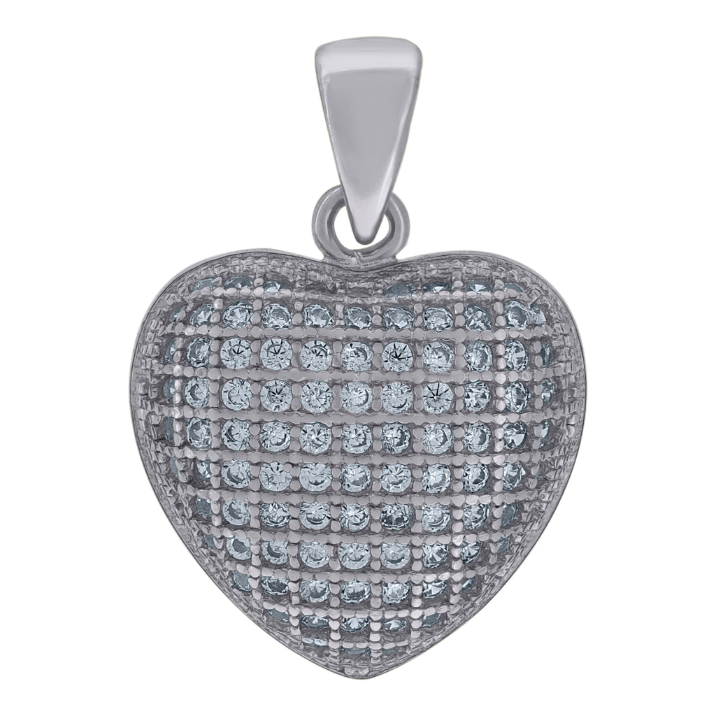 925 Sterling Silver Womens Cubic-Zirconia Heart Charm Pendant