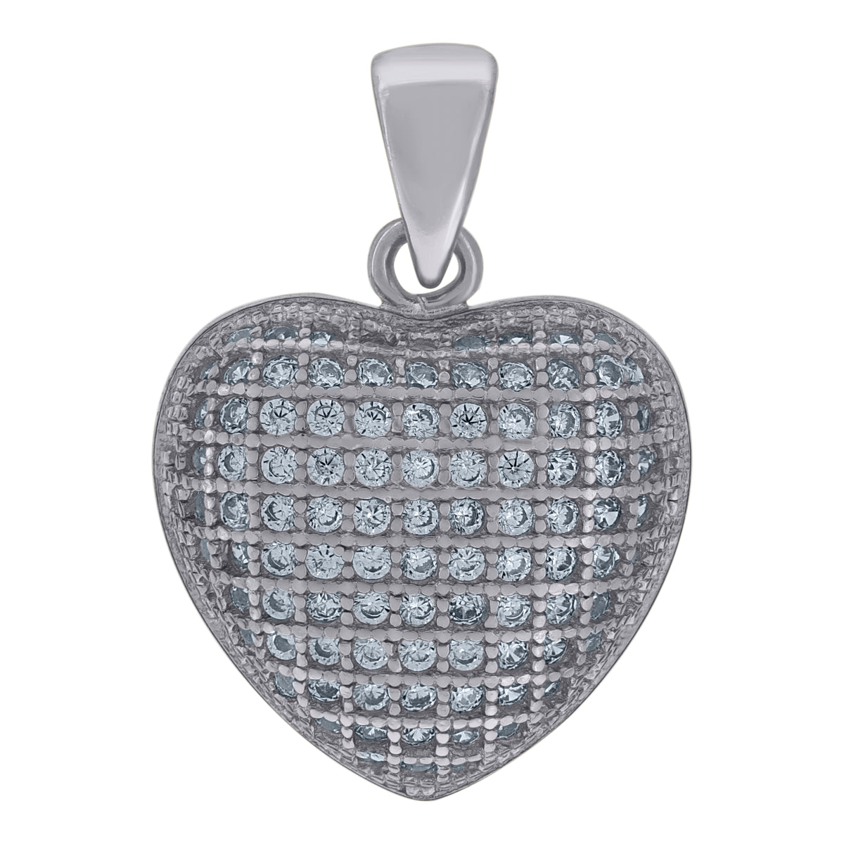 925 Sterling Silver Womens Cubic-Zirconia Heart Charm Pendant