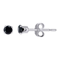 925 Sterling Silver Unisex Black Cubic-Zirconia Classic Stud Earrings