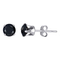 925 Sterling Silver Unisex Black Cubic-Zirconia Classic Stud Earrings