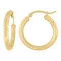 10K Yellow Gold Womens Hollow Round Twisted Tube Hoop Earrings