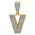 925 Sterling Silver Yellow-Tone Mens Baguette Cubic-Zirconia B Alphabet Initials Charm Pendant