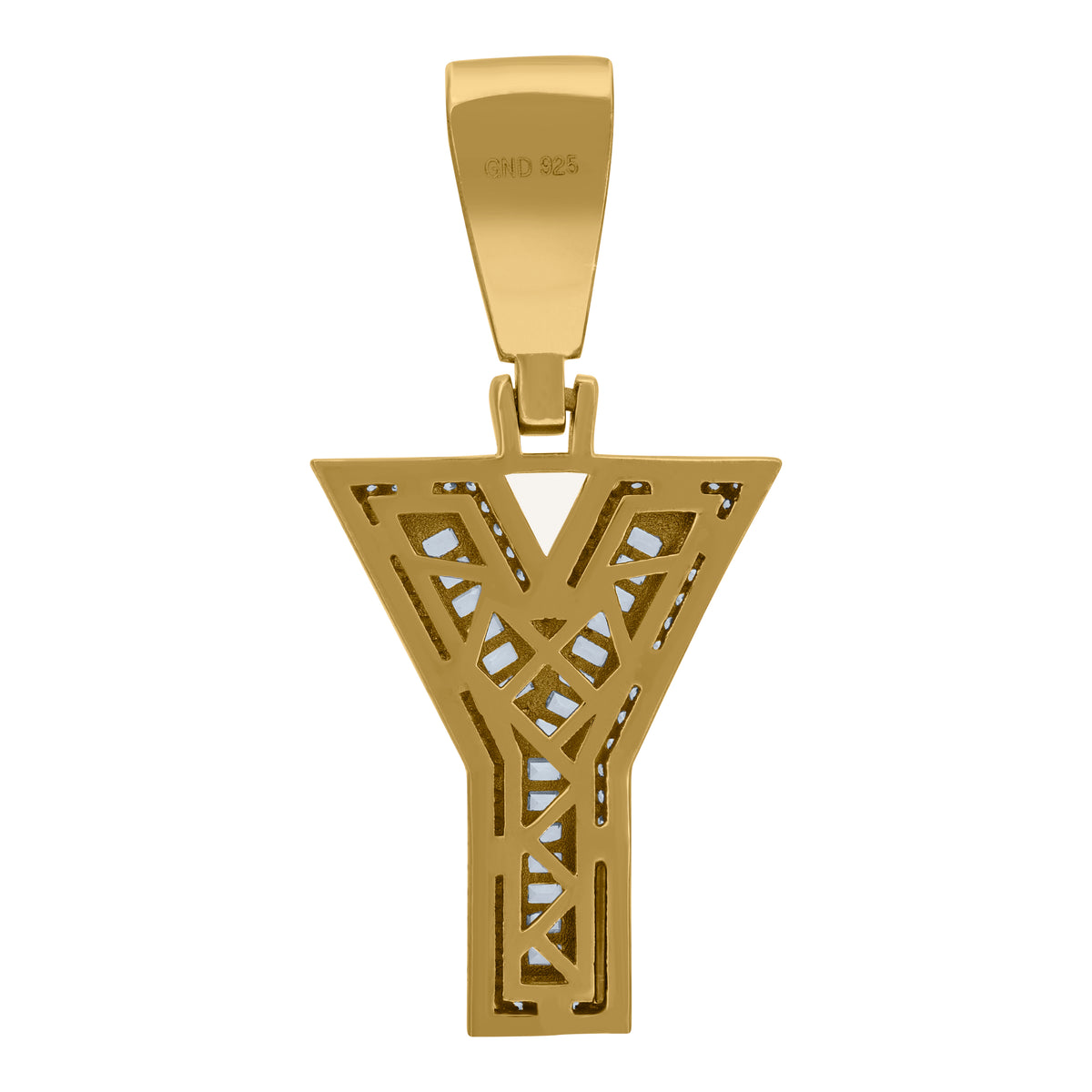 925 Sterling Silver Yellow-Tone Mens Baguette Cubic-Zirconia Y Alphabet Initials Charm Pendant
