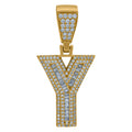 925 Sterling Silver Yellow-Tone Mens Baguette Cubic-Zirconia Y Alphabet Initials Charm Pendant