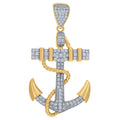 10K Two-Tone Gold Cubic Zirconia Anchor Nautical Charm Pendant