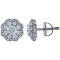 925 Sterling Silver Unisex Cubic-Zirconia Octagon Fashion Stud Earrings