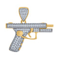 10K Two-Tone Gold Cubic Zirconia Gun Pistol Charm Pendant