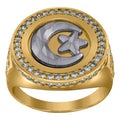 10K Two-Tone Gold Mens Cubic Zirconia Moon & Star Celestial Ring