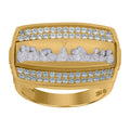 10K Two-Tone Gold Mens Cubic-Zirconia Last Supper Religious Ring