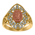 10K Two-Tone Gold Womens Cubic-Zirconia Guadalupe Religious Ring