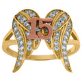 10K Two-tone Gold Womens Cubic-Zirconia Angel Wings 15 Anos Quinceanera Ring