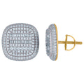 925 Sterling Silver Yellow-Tone Unisex Baguette Cubic-Zirconia Square Fashion Stud Earrings