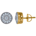 925 Sterling Silver Yellow-Tone Unisex Baguette Cubic-Zirconia Fashion Stud Earrings