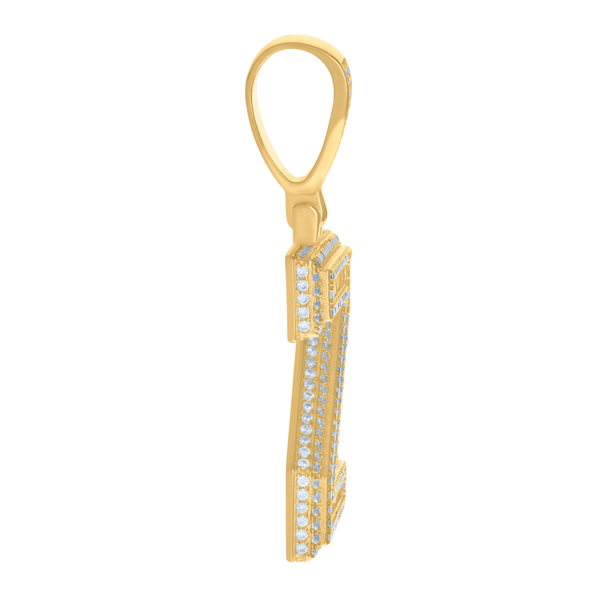 925 Sterling Silver Yellow-Tone Mens Baguette Round Cubic-Zirconia Z Alphabet Initials Charm Pendant