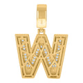 925 Sterling Silver Yellow-Tone Mens Baguette Round Cubic-Zirconia W Alphabet Initials Charm Pendant