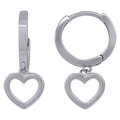 925 Sterling Silver Womens Heart Dangle Hoop Earrings