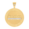 10K Two-tone Gold Mens Cubic-Zirconia Medallion Last Supper Religious Charm Pendant