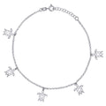 925 Sterling Silver Womens Ocean Life Turtle Charms Anklet Size 10 Inches