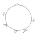925 Sterling Silver Womens Ocean Life Charms Anklet Size 10 Inches