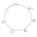 925 Sterling Silver Womens Ocean Life Charms Anklet Size 10 Inches